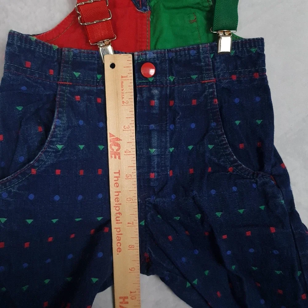 Vintage OshKosh B'gosh Overalls Toddler 3T Vestbak Colorblock Geometric 80s